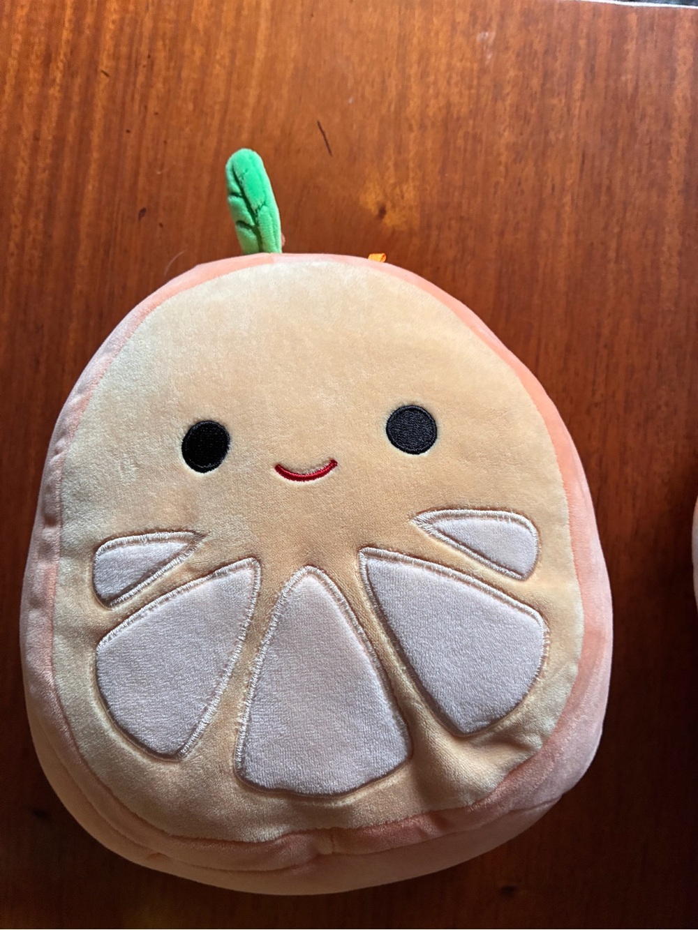 Squishmallows Peach Slice Plush Pillow - Peach, Cream & Green